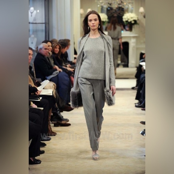 Ralph Lauren Collection Purple Label Shearling Fur Vest Cashmere Silk Sweater L - Picture 5 of 16